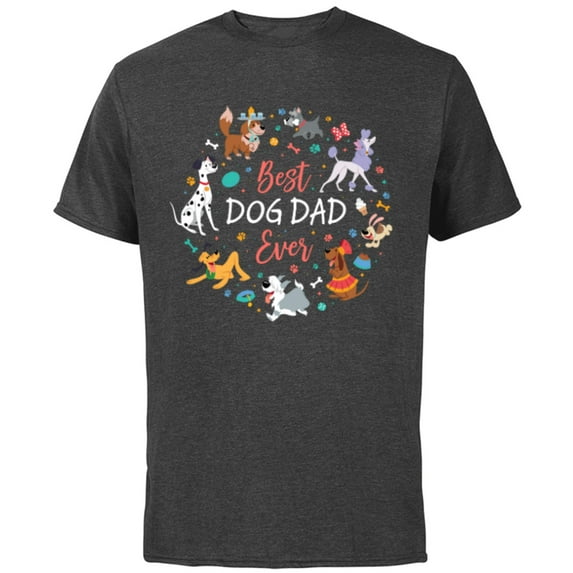 Disney Pet Parent Father’s Day Disney Dogs Best Dog Dad Ever - Short Sleeve Cotton T-Shirt for Adults - Customized-Charcoal