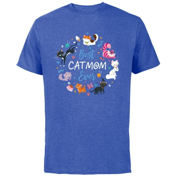 Disney Pet Parent Mother’s Day Disney Cats Best Cat Mom Ever - Short Sleeve Cotton T-Shirt for Adults - Customized-Royal Heather