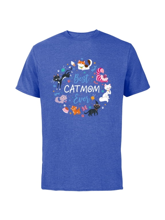 Pet Parent Mother’s Day Disney Cats Best Cat Mom Ever - Short Sleeve Cotton T-Shirt for Adults - Customized-Royal Heather