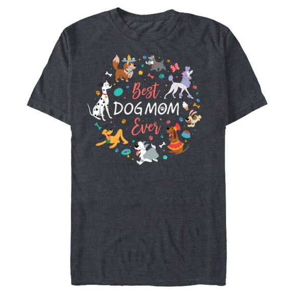 Disney Pet Parent Mother’s Day Disney Dogs Best Dog Mom Ever - Short Sleeve Blended T-Shirt for Adults - Customized-Navy Heather