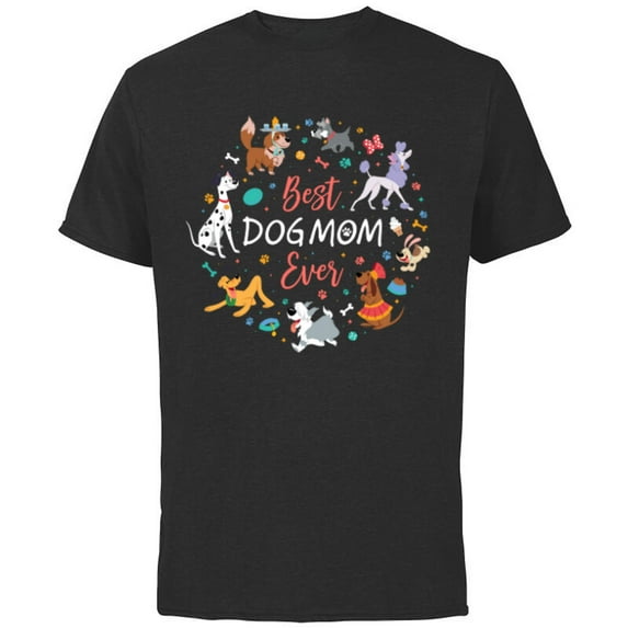 Disney Pet Parent Mother’s Day Disney Dogs Best Dog Mom Ever - Short Sleeve Cotton T-Shirt for Adults - Customized-Black