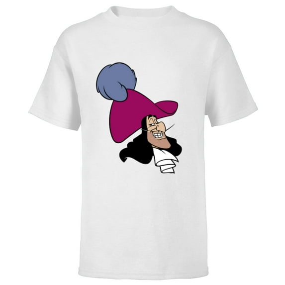 Disney Peter Pan Captain Hook Face - Short Sleeve T-Shirt for Kids - Customized-White