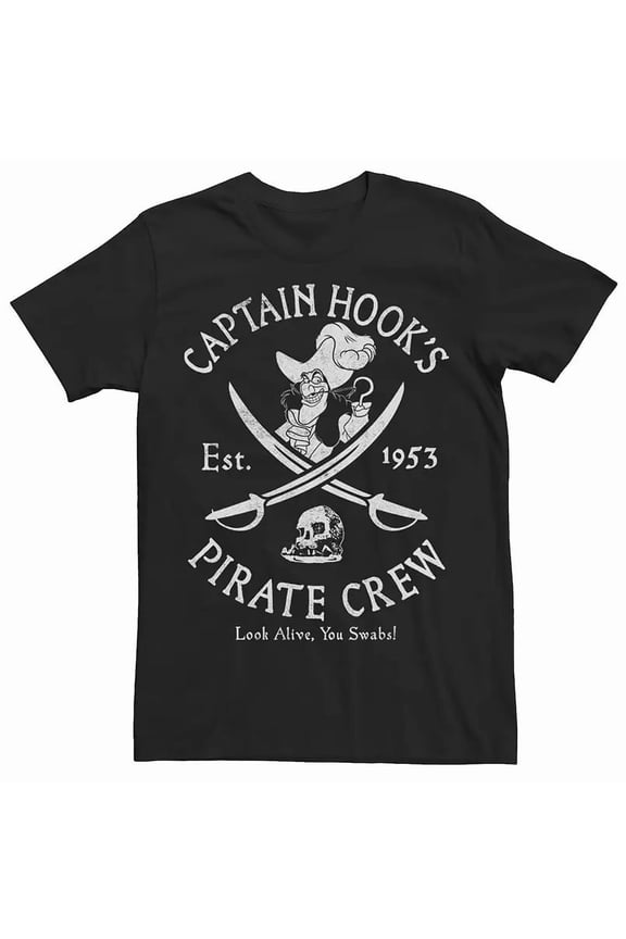 Disney Peter Pan Captain Hook Pirate Crew Jolly Roger Neverland T-shirt