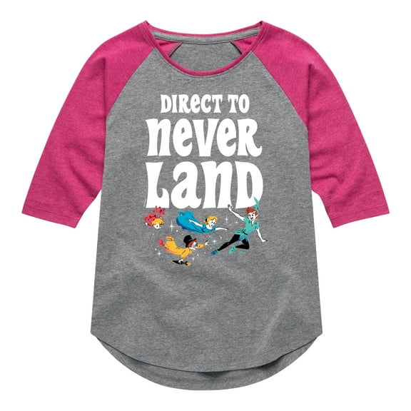 Disney - Peter Pan - Direct to Never Land - Toddler And Youth Girls Raglan Graphic T-Shirt