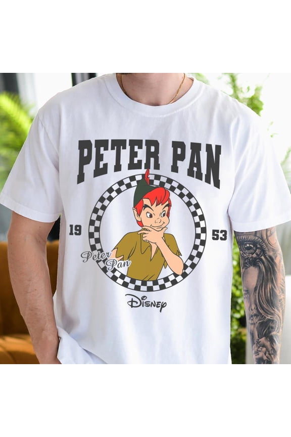 Disney Peter Pan Est Checkered Circle Retro Shirt Disneyland T-shirt Tee Birthday Gift Tee