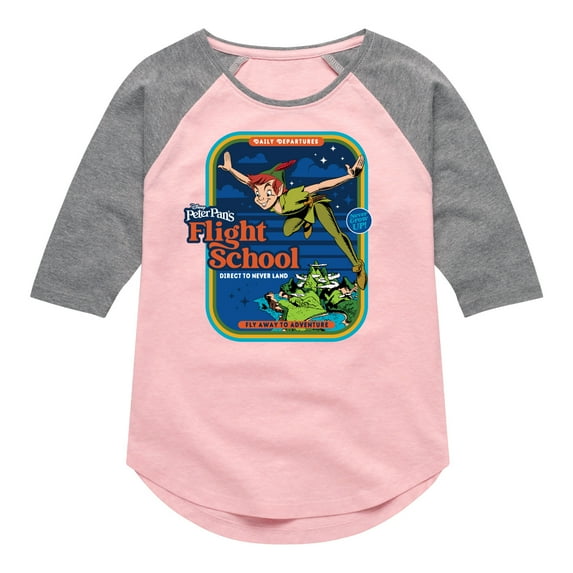 Disney - Peter Pan - Flight School - Fly Away to Adventure - Toddler And Youth Girls Raglan Graphic T-Shirt