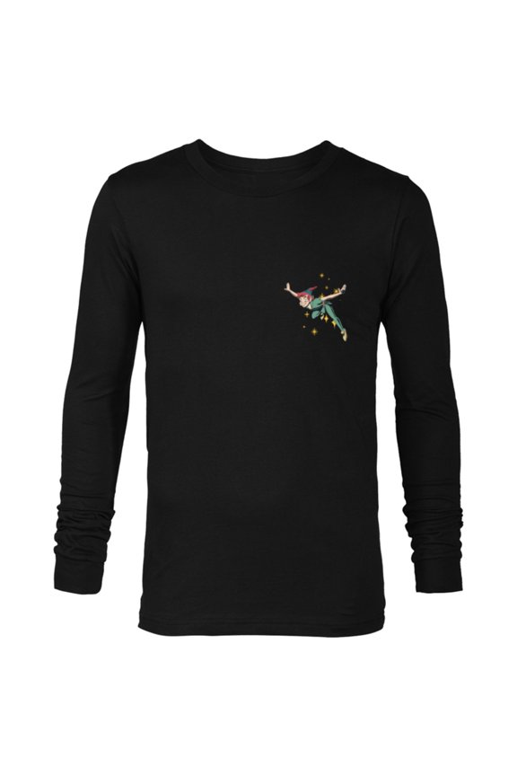 Peter Pan Flying with Pixie Dust - Long Sleeve T-Shirt for Men - Customized-Black