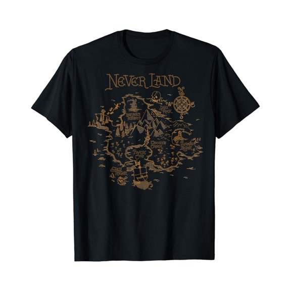 Disney Peter Pan Never Land Map Second Star Adventure T-Shirt