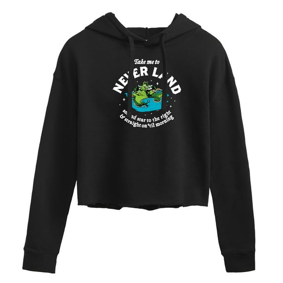 Disney - Peter Pan - Take Me to Neverland - Second Star to the Right - Juniors Cropped Pullover Hoodie