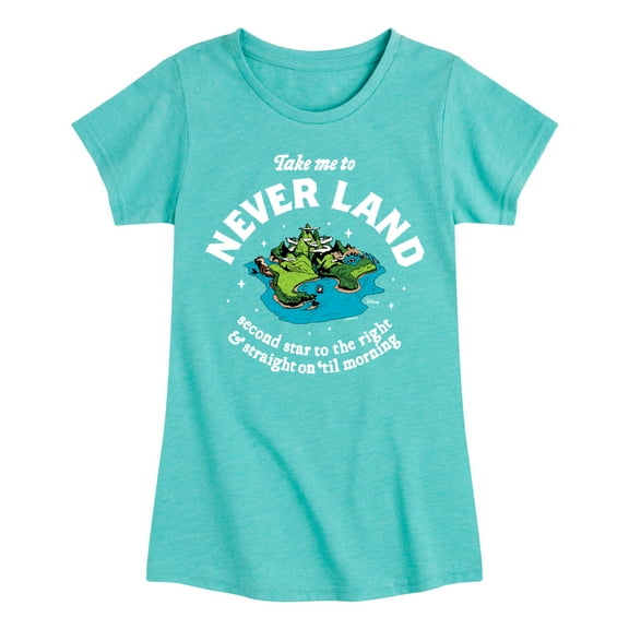 Disney - Peter Pan - Take Me to Neverland - Second Star to the Right - Toddler And Youth Girls Short Sleeve Graphic T-Shirt