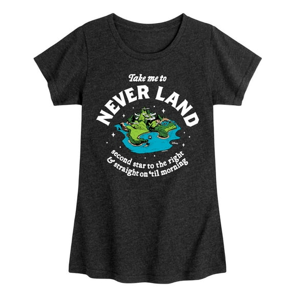 Disney - Peter Pan - Take Me to Neverland - Second Star to the Right - Toddler And Youth Girls Short Sleeve Graphic T-Shirt