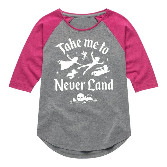 Disney - Peter Pan - Take Me to Neverland - Toddler And Youth Girls Raglan Graphic T-Shirt