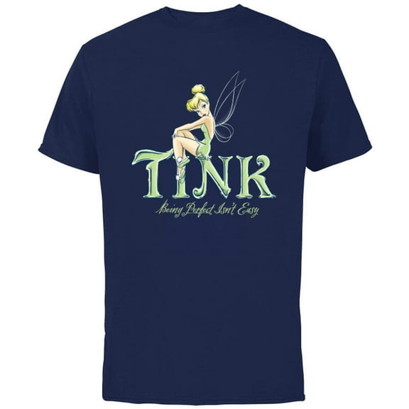 Disney Peter Pan Tinker Bell Being Perfect Isn’t Easy - Short Sleeve Cotton T-Shirt for Adults - Customized-Navy