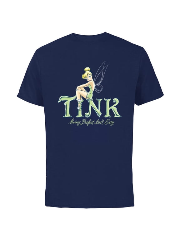 Peter Pan Tinker Bell Being Perfect Isn’t Easy - Short Sleeve Cotton T-Shirt for Adults - Customized-Navy
