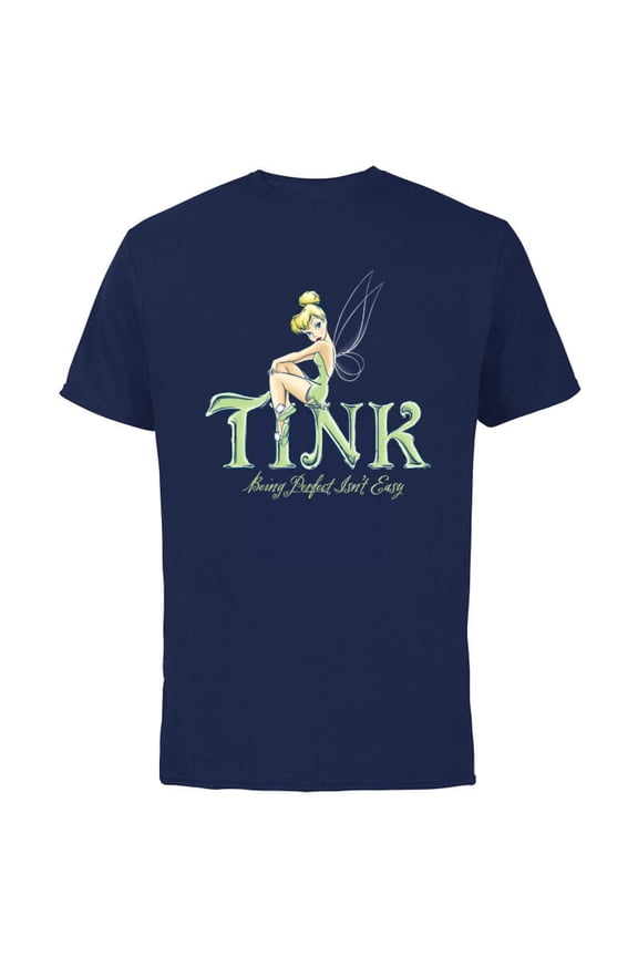 Peter Pan Tinker Bell Being Perfect Isn’t Easy - Short Sleeve Cotton T-Shirt for Adults - Customized-Navy