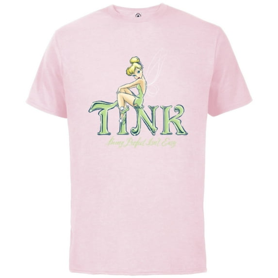 Disney Peter Pan Tinker Bell Being Perfect Isn’t Easy - Short Sleeve Cotton T-Shirt for Adults - Customized-Soft Pink