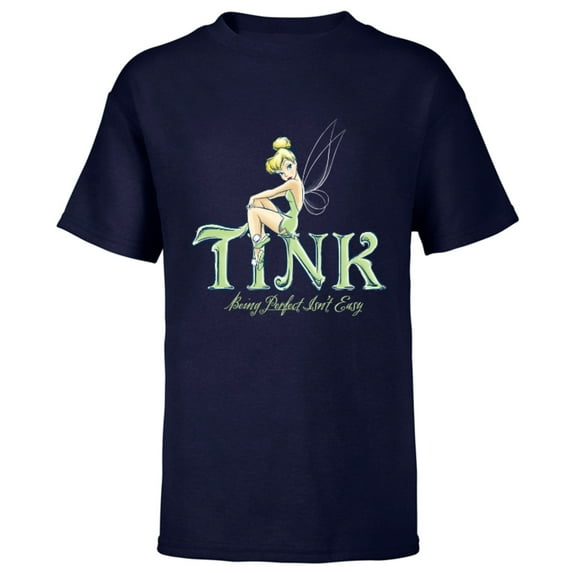 Disney Peter Pan Tinker Bell Being Perfect Isn’t Easy - Short Sleeve T-Shirt for Kids - Customized-Navy