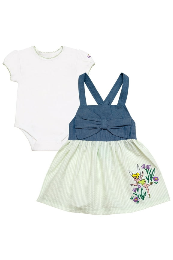 Peter Pan Tinker Bell Bodysuit and Square Neck Dress Outfit Set Newborn to Infant