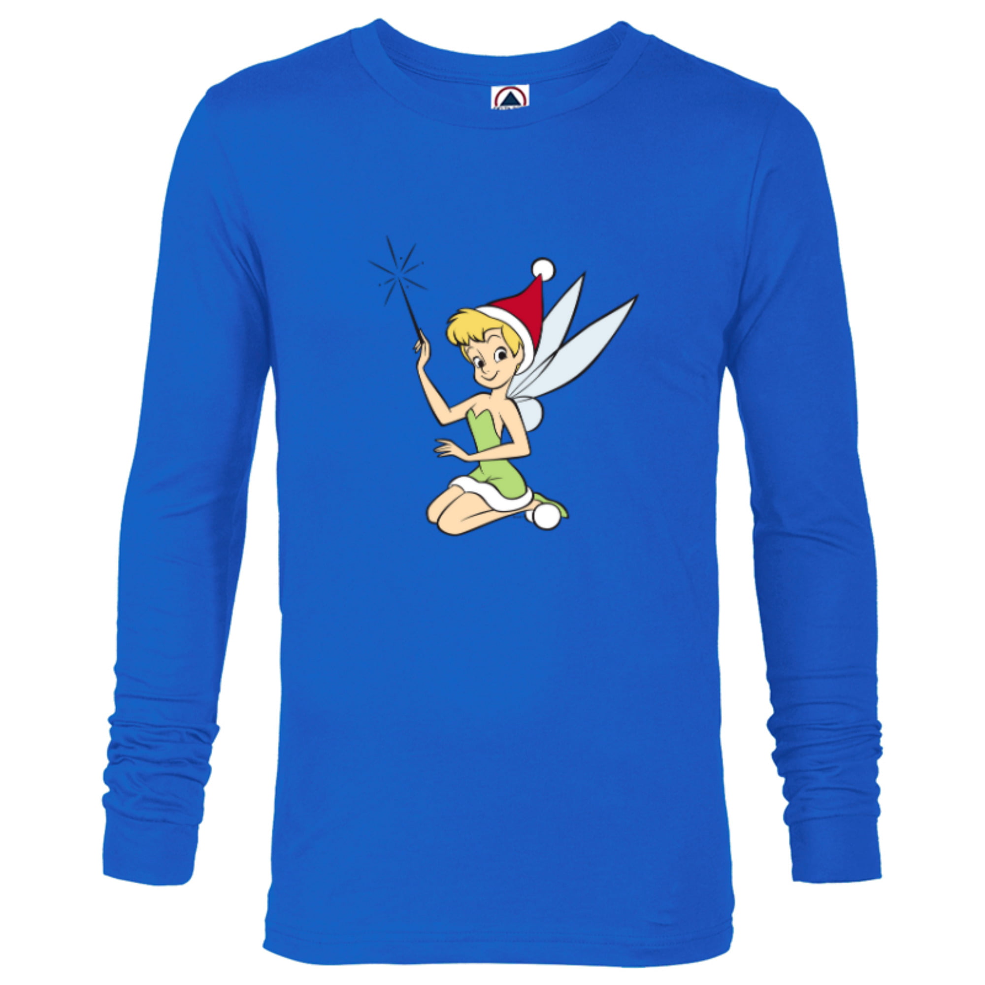 for Pan Long Sleeve - Men Bell Christmas T-Shirt Peter Tinker Disney Santa Hat Fairy - Customized-White