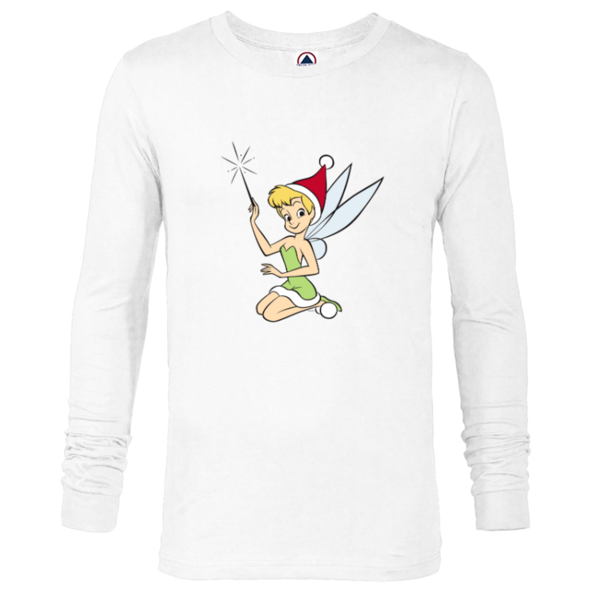 Disney Peter Pan Tinker Bell Christmas Fairy Santa Hat - Long Sleeve T-Shirt  for Men - Customized-White