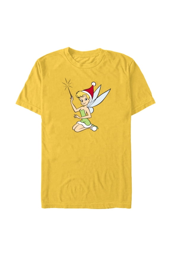 Peter Pan Tinker Bell Christmas Fairy Santa Hat - Short Sleeve Blended T-Shirt for Adults - Customized-Yellow