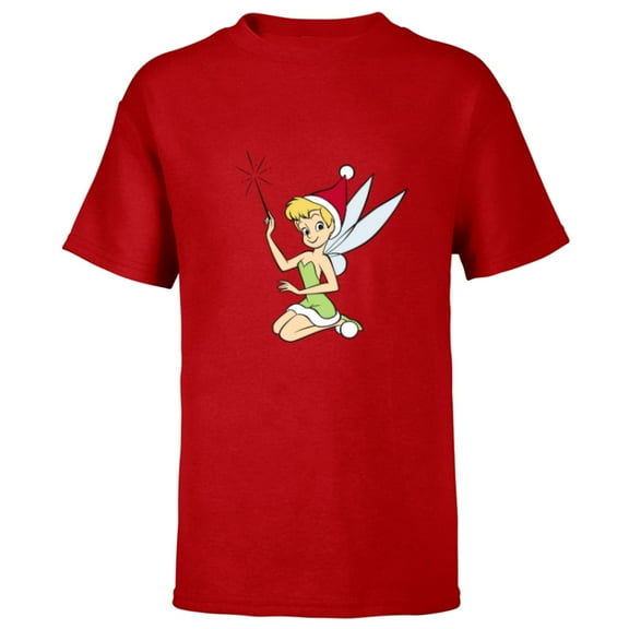 Disney Peter Pan Tinker Bell Christmas Fairy Santa Hat - Short Sleeve T-Shirt for Kids - Customized-Red