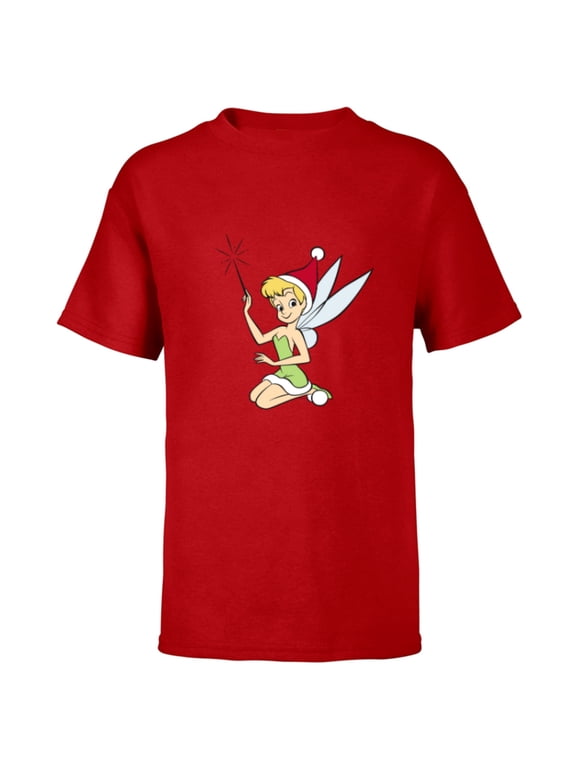 Peter Pan Tinker Bell Christmas Fairy Santa Hat - Short Sleeve T-Shirt for Kids - Customized-Red