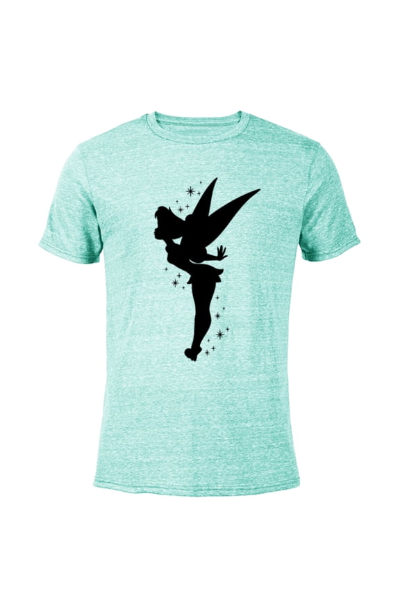 Peter Pan Tinker Bell Pixie Dust Silhouette - Short Sleeve Blended T-Shirt for Adults - Customized-Ocean Blue