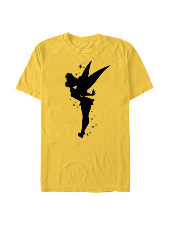Peter Pan Tinker Bell Pixie Dust Silhouette - Short Sleeve Blended T-Shirt for Adults - Customized-Yellow