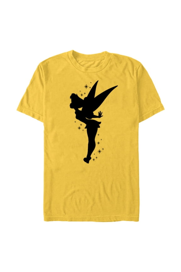 Peter Pan Tinker Bell Pixie Dust Silhouette - Short Sleeve Blended T-Shirt for Adults - Customized-Yellow