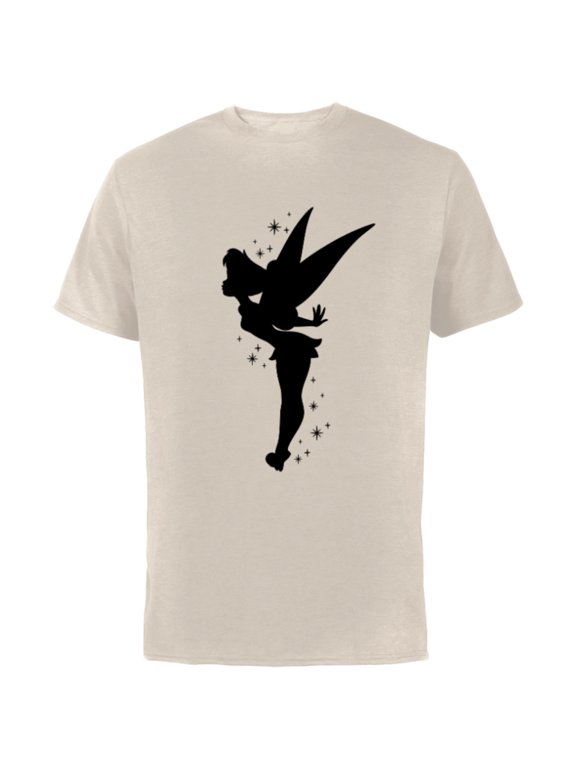 Peter Pan Tinker Bell Pixie Dust Silhouette - Short Sleeve Cotton T-Shirt for Adults - Customized-Natural