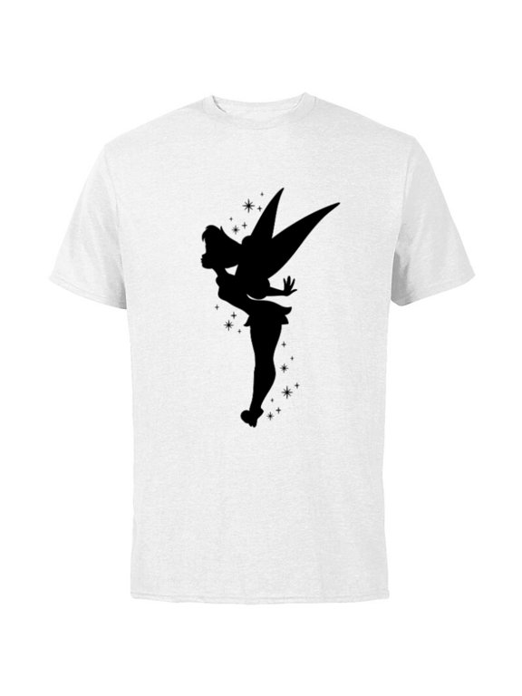 Peter Pan Tinker Bell Pixie Dust Silhouette - Short Sleeve Cotton T-Shirt for Adults - Customized-White