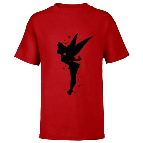 Disney Peter Pan Tinker Bell Pixie Dust Silhouette - Short Sleeve T-Shirt for Kids - Customized-Red