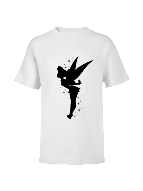 Peter Pan Tinker Bell Pixie Dust Silhouette - Short Sleeve T-Shirt for Kids - Customized-White