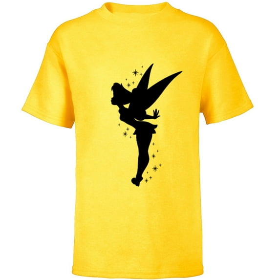 Disney Peter Pan Tinker Bell Pixie Dust Silhouette - Short Sleeve T-Shirt for Kids - Customized-Yellow