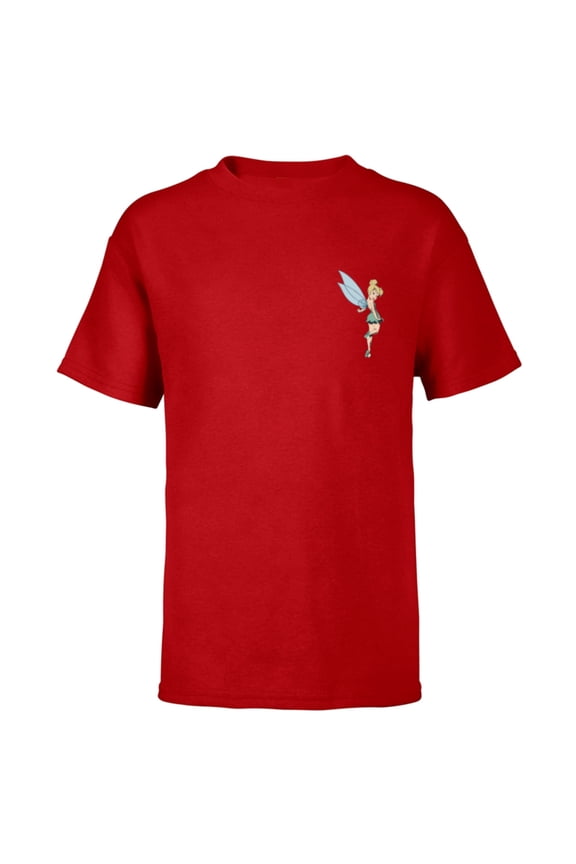 Peter Pan Tinker Bell Small Pose - Short Sleeve T-Shirt for Kids - Customized-Red