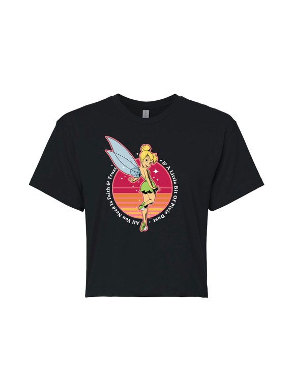 Disney - Peter Pan - Tinkerbell - A Little Bit of Pixie Dust - Juniors Cropped Cotton Blend T-Shirt
