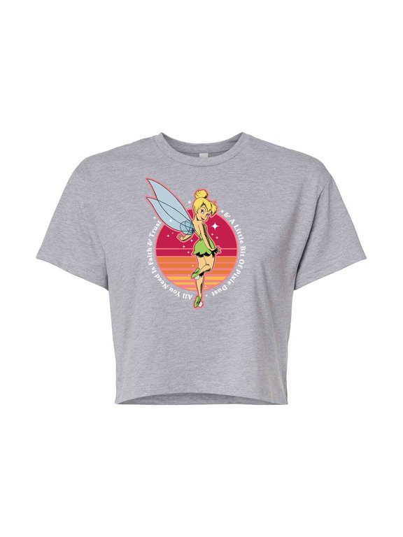 Disney - Peter Pan - Tinkerbell - A Little Bit of Pixie Dust - Juniors Cropped Cotton Blend T-Shirt