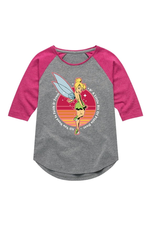 - Peter Pan - Tinkerbell - A Little Bit of Pixie Dust - Toddler And Youth Girls Raglan Graphic T-Shirt