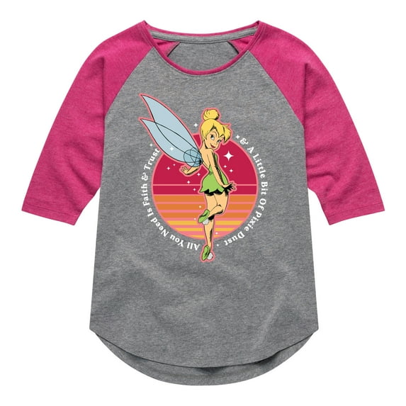 Disney - Peter Pan - Tinkerbell - A Little Bit of Pixie Dust - Toddler And Youth Girls Raglan Graphic T-Shirt