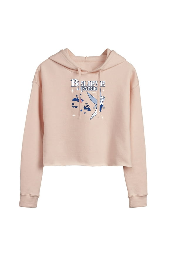 - Peter Pan - Tinkerbell - Believe in Fairies - Juniors Cropped Pullover Hoodie