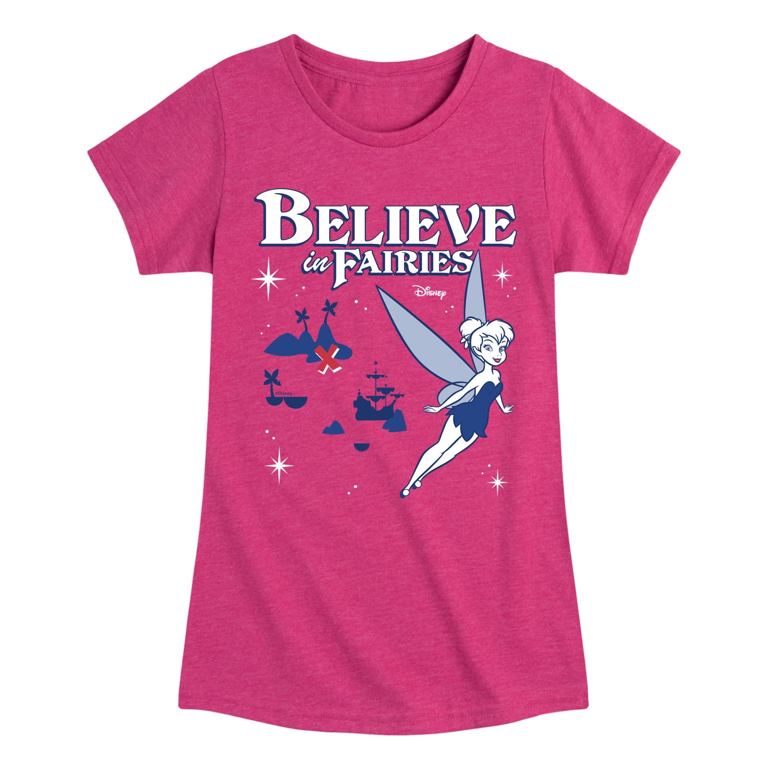 Toddler Short Peter And - Pan - Youth - T-Shirt Disney in Tinkerbell Fairies Sleeve Girls Graphic - Believe