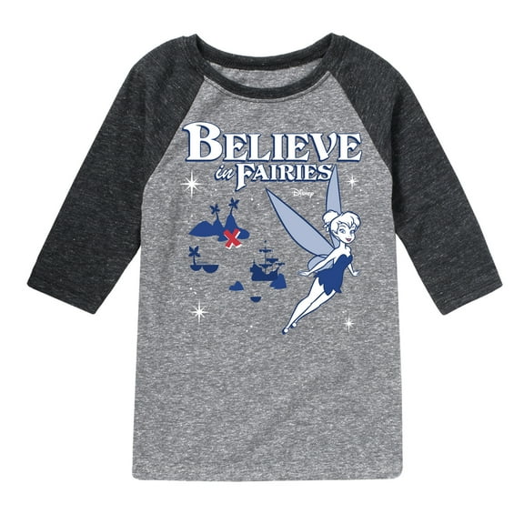 Disney - Peter Pan - Tinkerbell - Believe in Fairies - Toddler And Youth Raglan Graphic T-Shirt