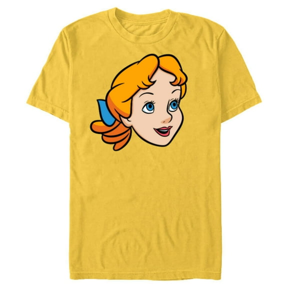 Disney Peter Pan Wendy Darling Big Face Costume - Short Sleeve Blended T-Shirt for Adults - Customized-Yellow