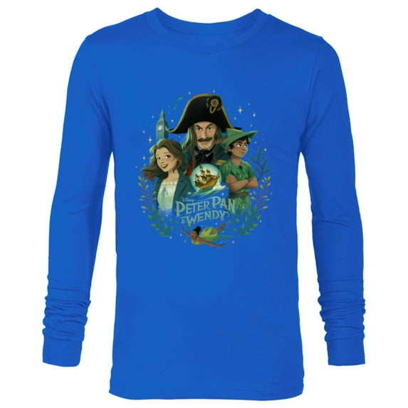 Disney Peter Pan & Wendy Illustrated Characters Disney+ - Long Sleeve T-Shirt for Men - Customized-Navy