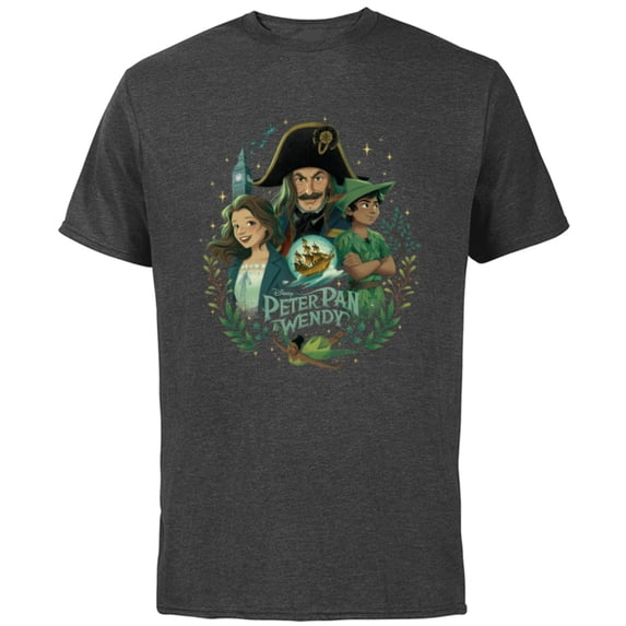 Disney Peter Pan & Wendy Illustrated Characters Disney+ - Short Sleeve Cotton T-Shirt for Adults - Customized-Charcoal