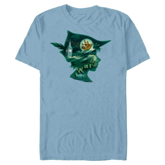 Disney Peter Pan & Wendy Silhouette of Adventure Disney  - Short Sleeve Blended T-Shirt for Adults - Customized-Ocean Blue