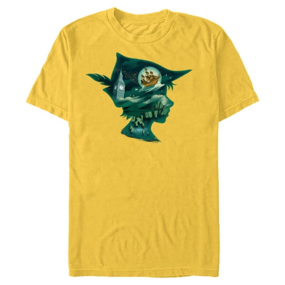 Disney Peter Pan & Wendy Silhouette of Adventure Disney+ - Short Sleeve Blended T-Shirt for Adults - Customized-Yellow