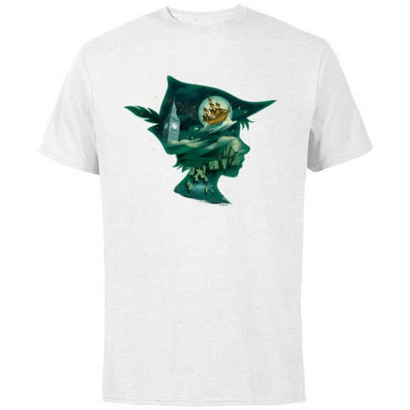 Disney Peter Pan & Wendy Silhouette of Adventure Disney  - Short Sleeve Cotton T-Shirt for Adults - Customized-White