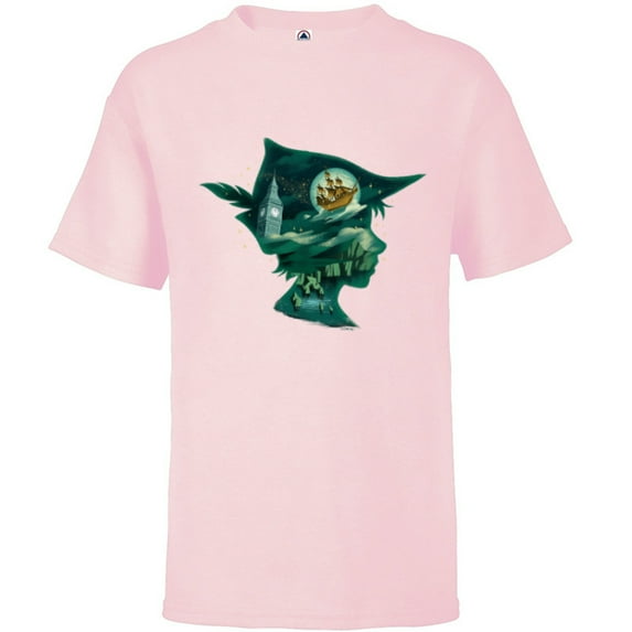 Disney Peter Pan & Wendy Silhouette of Adventure Disney+ - Short Sleeve T-Shirt for Kids - Customized-Soft Pink